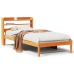 Estructura cama con cabecero madera pino marrón cera 75x190 cm