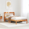 Estructura cama con cabecero madera pino marrón cera 75x190 cm