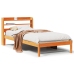 Estructura cama con cabecero madera pino marrón cera 90x190 cm