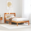 Estructura cama con cabecero madera pino marrón cera 90x190 cm