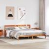 Estructura cama con cabecero madera pino marrón cera 180x200 cm