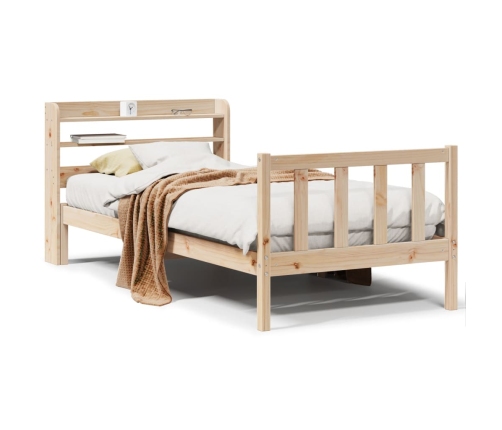 Estructura de cama sin colchón madera maciza pino 75x190 cm