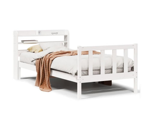 Estructura de cama sin colchón madera maciza blanca 75x190 cm