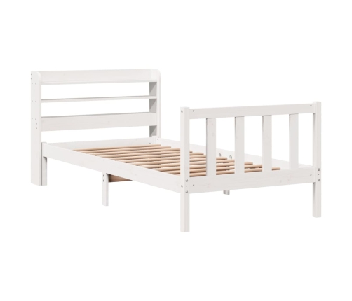 Estructura de cama sin colchón madera maciza blanca 75x190 cm