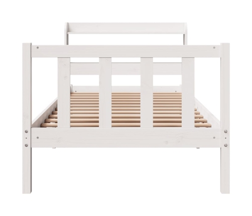 Estructura de cama sin colchón madera maciza blanca 75x190 cm