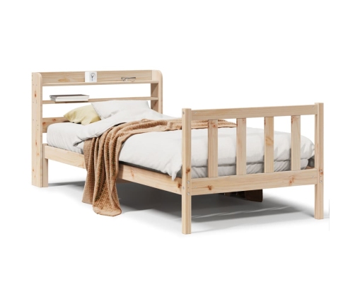 Estructura de cama sin colchón madera maciza de pino 90x190 cm