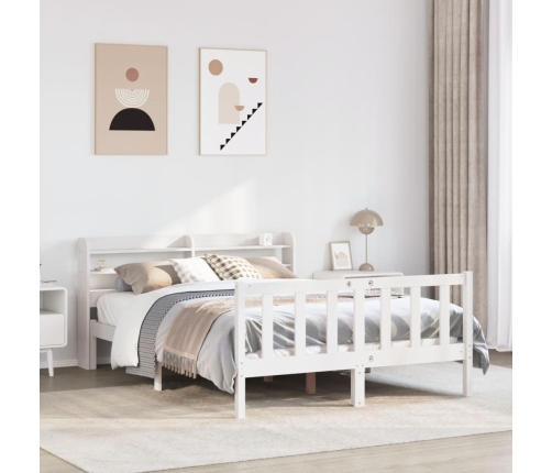 Estructura de cama sin colchón madera de pino blanco 135x190 cm
