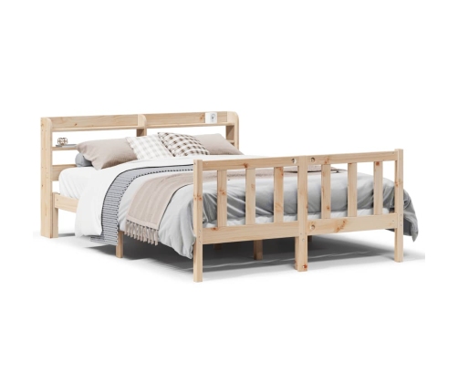 Estructura de cama sin colchón madera maciza de pino 140x190 cm