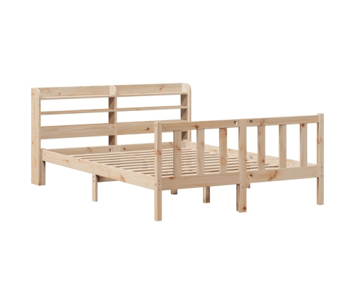 Estructura de cama sin colchón madera maciza de pino 140x190 cm