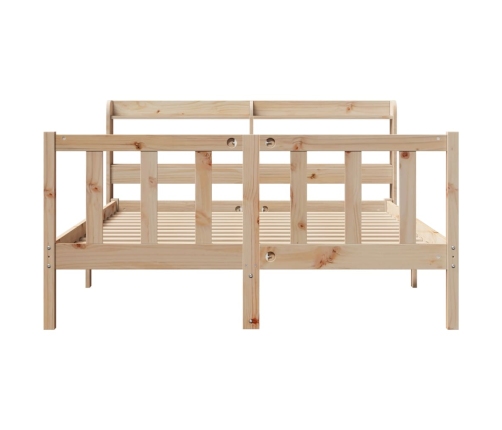Estructura de cama sin colchón madera maciza de pino 140x190 cm