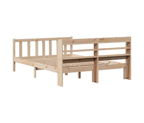 Estructura de cama sin colchón madera maciza de pino 140x190 cm