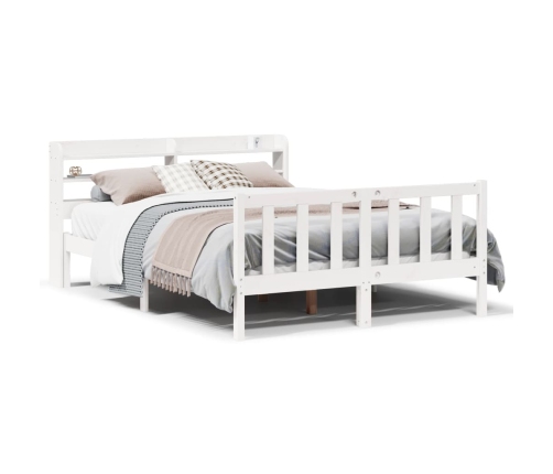 Estructura de cama sin colchón madera de pino blanca 140x190 cm