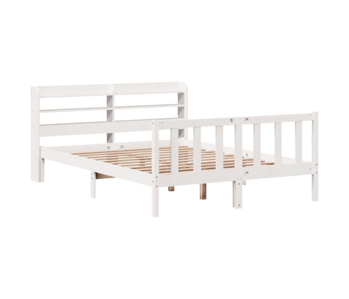 Estructura de cama sin colchón madera de pino blanca 140x190 cm