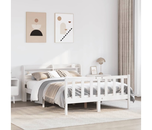 Estructura de cama sin colchón madera de pino blanca 140x190 cm