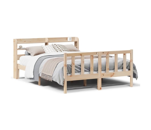 Estructura de cama sin colchón madera maciza de pino 160x200 cm