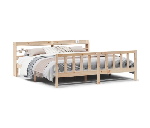 Estructura de cama sin colchón madera maciza de pino 180x200 cm