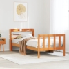 Estructura cama con cabecero madera pino marrón cera 75x190 cm