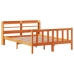 Estructura cama con cabecero madera pino marrón cera 135x190 cm