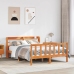 Estructura cama con cabecero madera pino marrón cera 135x190 cm