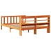 Estructura cama con cabecero madera pino marrón cera 135x190 cm