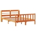 Estructura cama con cabecero madera pino marrón cera 140x190 cm