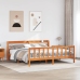 Estructura cama con cabecero madera pino marrón cera 180x200 cm