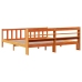 Estructura cama con cabecero madera pino marrón cera 200x200 cm