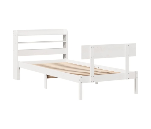 Estructura de cama sin colchón madera maciza blanca 75x190 cm