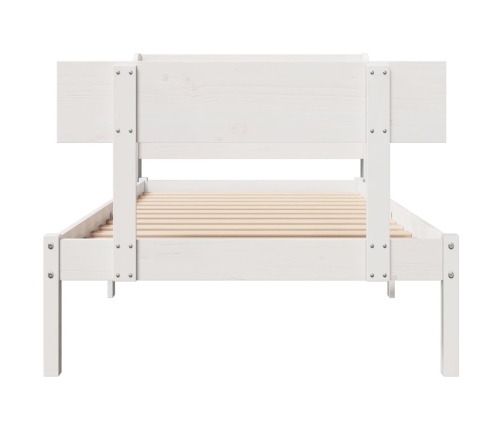 Estructura de cama sin colchón madera maciza blanca 75x190 cm