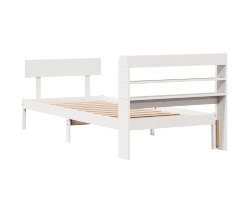 Estructura de cama sin colchón madera maciza blanca 75x190 cm