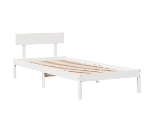 Estructura de cama sin colchón madera maciza blanca 75x190 cm