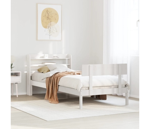 Estructura de cama sin colchón madera maciza blanca 75x190 cm