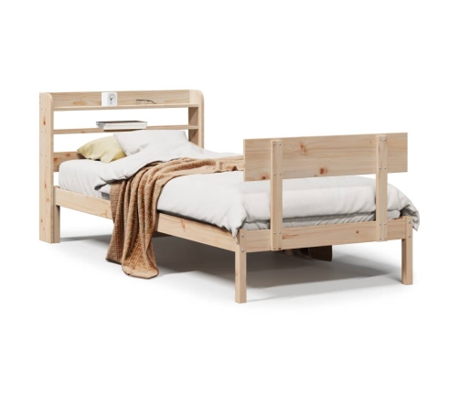 Estructura de cama sin colchón madera maciza de pino 90x190 cm