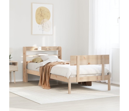 Estructura de cama sin colchón madera maciza de pino 90x190 cm