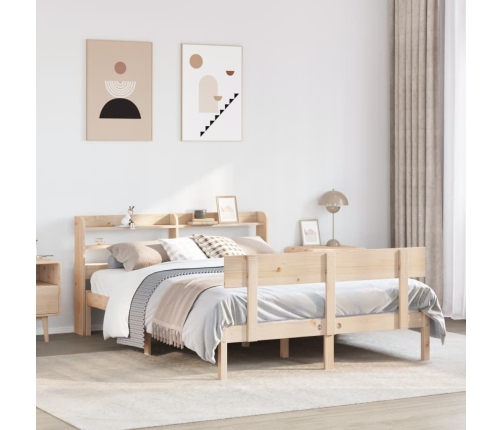 Estructura de cama sin colchón madera maciza de pino 120x190 cm