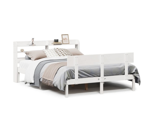 Estructura de cama sin colchón madera maciza blanca 120x190 cm