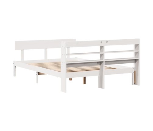 Estructura de cama sin colchón madera maciza blanca 120x190 cm