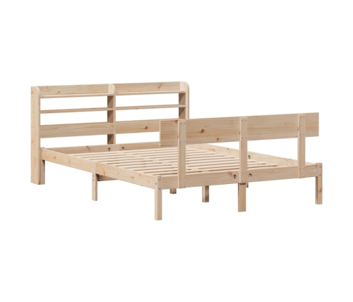 Estructura de cama sin colchón madera maciza de pino 140x190 cm