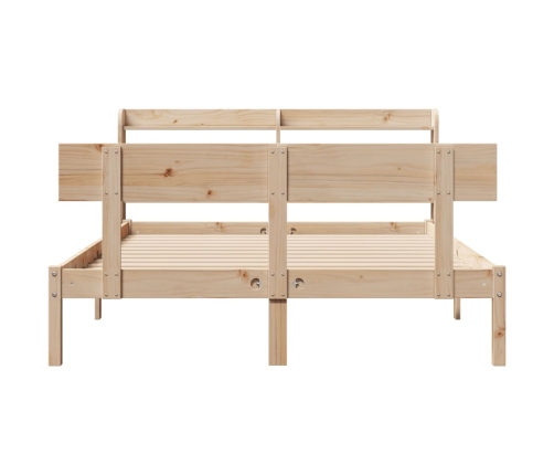 Estructura de cama sin colchón madera maciza de pino 140x190 cm