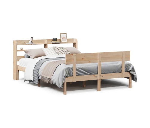 Estructura de cama sin colchón madera maciza de pino 140x190 cm