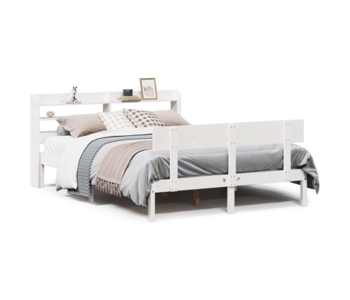 Estructura de cama sin colchón madera de pino blanca 140x190 cm