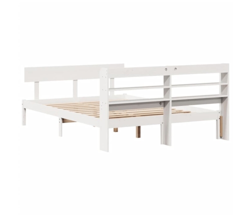 Estructura de cama sin colchón madera de pino blanca 140x190 cm