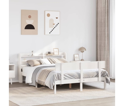 Estructura de cama sin colchón madera de pino blanca 140x190 cm