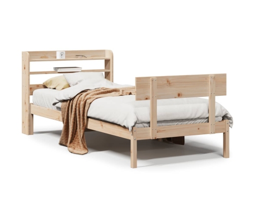 Estructura de cama sin colchón madera maciza de pino 90x200 cm