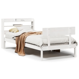 Estructura de cama sin colchón madera de pino blanca 90x200 cm