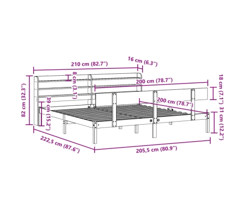 Estructura de cama sin colchón madera maciza blanca 200x200 cm
