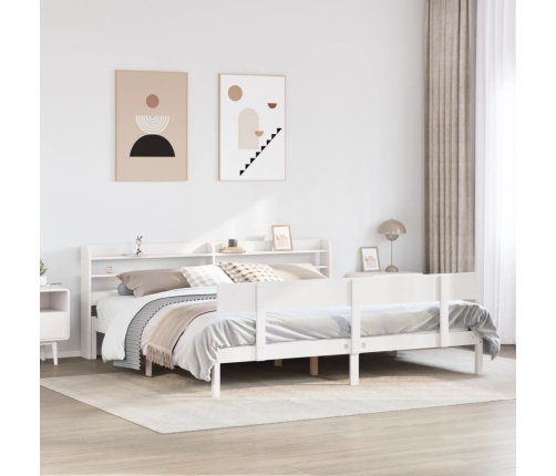 Estructura de cama sin colchón madera maciza blanca 200x200 cm