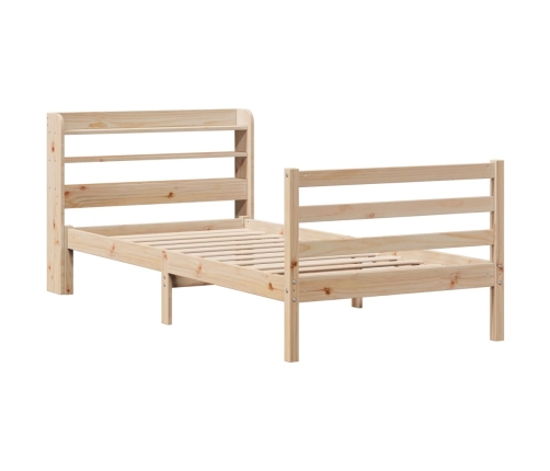 Estructura de cama con cabecero madera maciza pino 75x190 cm