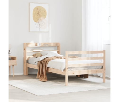 Estructura de cama con cabecero madera maciza pino 75x190 cm