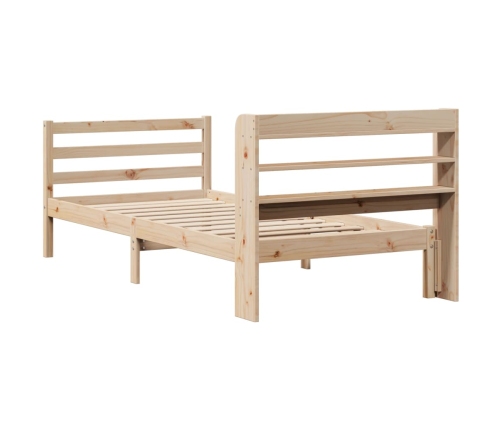 Estructura de cama con cabecero madera maciza pino 75x190 cm